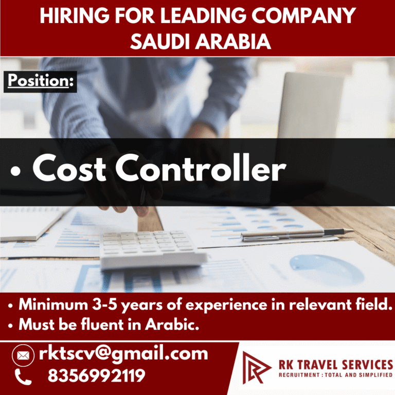 Cost Controller Job in Saudi Arabia – Apply Now