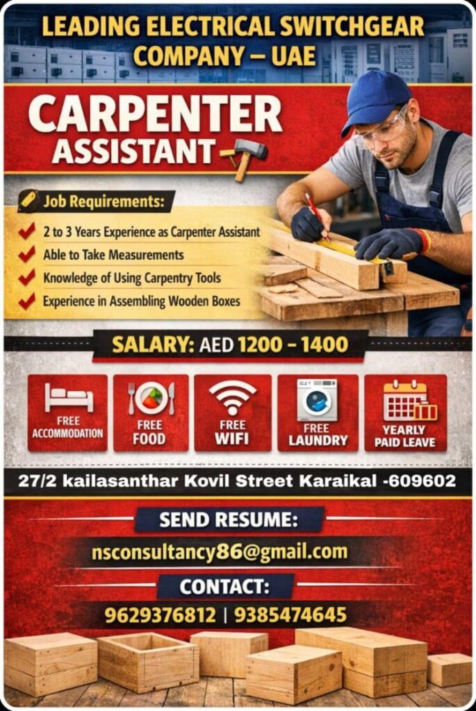 Carpenter Assistant Jobs in UAE – Latest Vacancy 2026 1 Carpenter Assistant Jobs in UAE – Latest Vacancy 2026