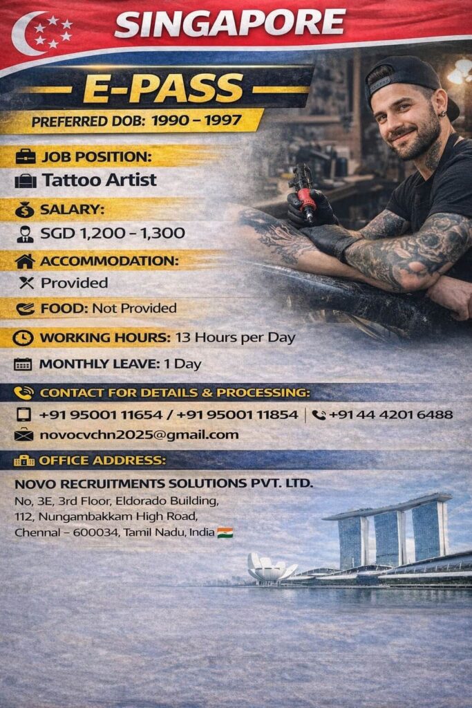 Singapore Tattoo Artist Jobs 2026 – Apply Now