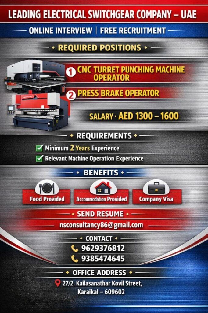 UAE CNC Operator Jobs 2026 – Online Interview | Free Recruitment