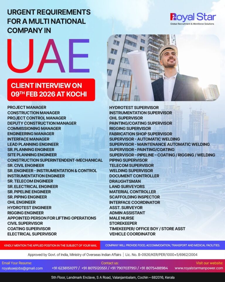 Urgent UAE Job Openings 2026 – Multinational Company