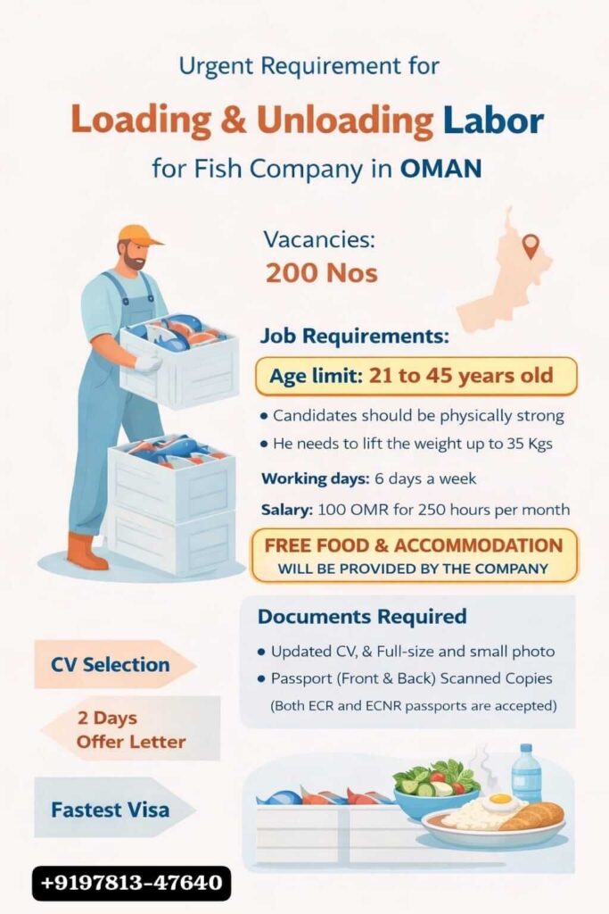 Oman Fish Company Loading & Unloading Labor Jobs 2026