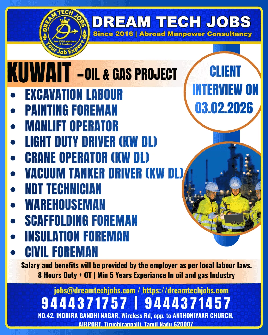 Recruitment Disclaimer – Important Notice for Job Seekers Before applying, please read the job advertisement carefully to understand the vacancies, required qualifications, and experience. Avoid making any advance payments to recruiters. Any payments should only be made after visa processing is confirmed. Our platform is not directly involved in recruitment or selection. We strongly recommend applicants to verify the authenticity of recruiters and check the credibility of prospective employers before making financial transactions. This recruitment disclaimer is provided to ensure transparency and safeguard job seekers from fraudulent activities