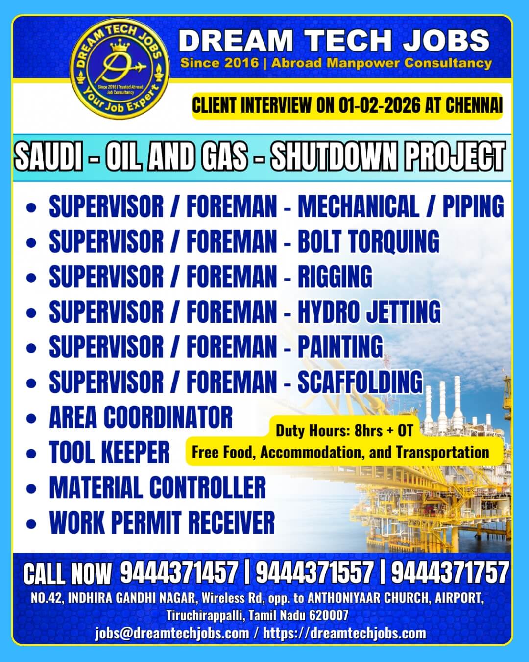Saudi Oil and Gas Shutdown Project Jobs 2026