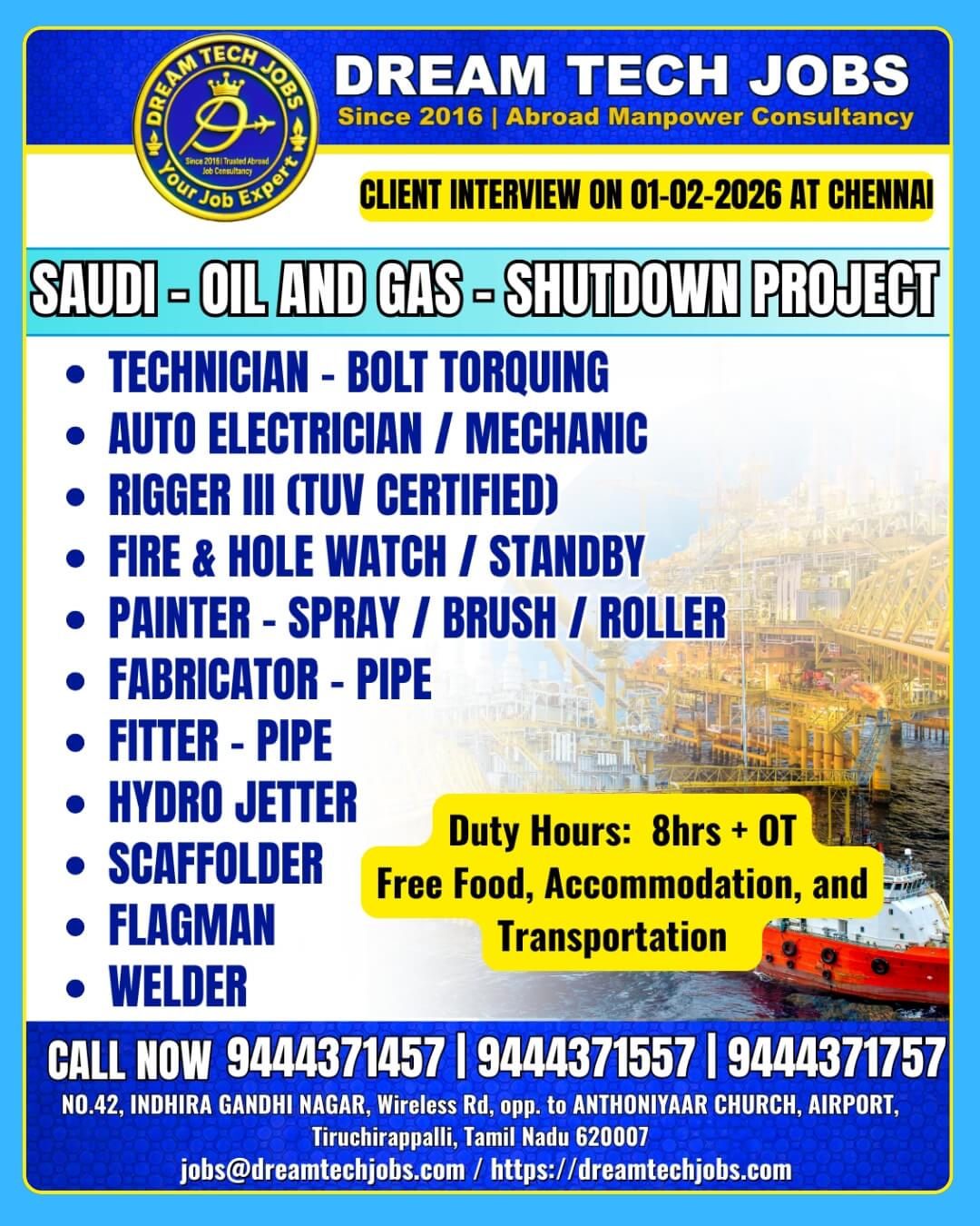 Saudi Oil and Gas Shutdown Project Jobs 2026 