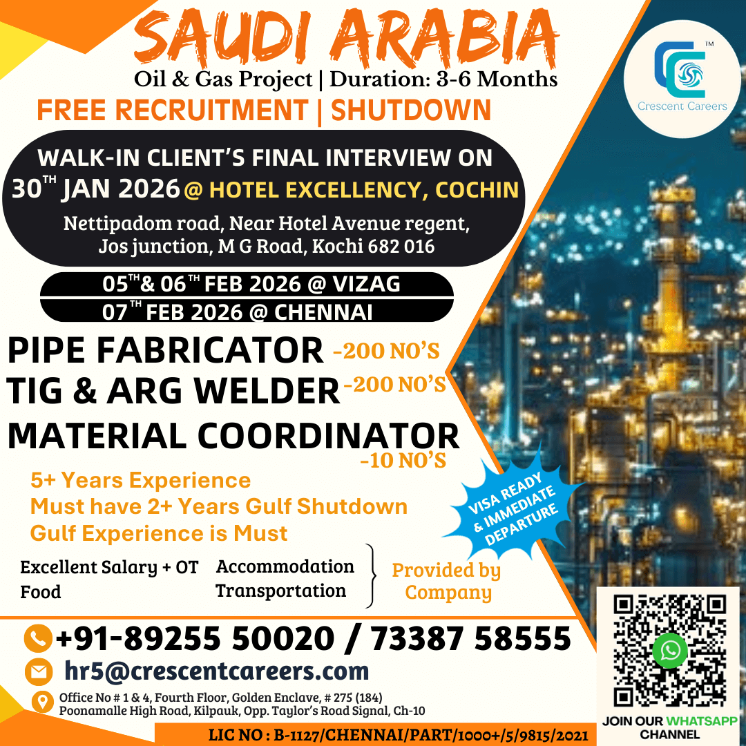 Saudi Arabia Shutdown Oil & Gas Jobs 2026