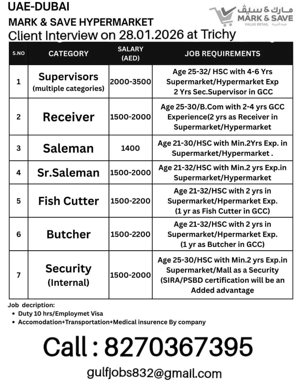 Dubai Supermarket Jobs 2026 – Mark & Save Hypermarket Recruitment