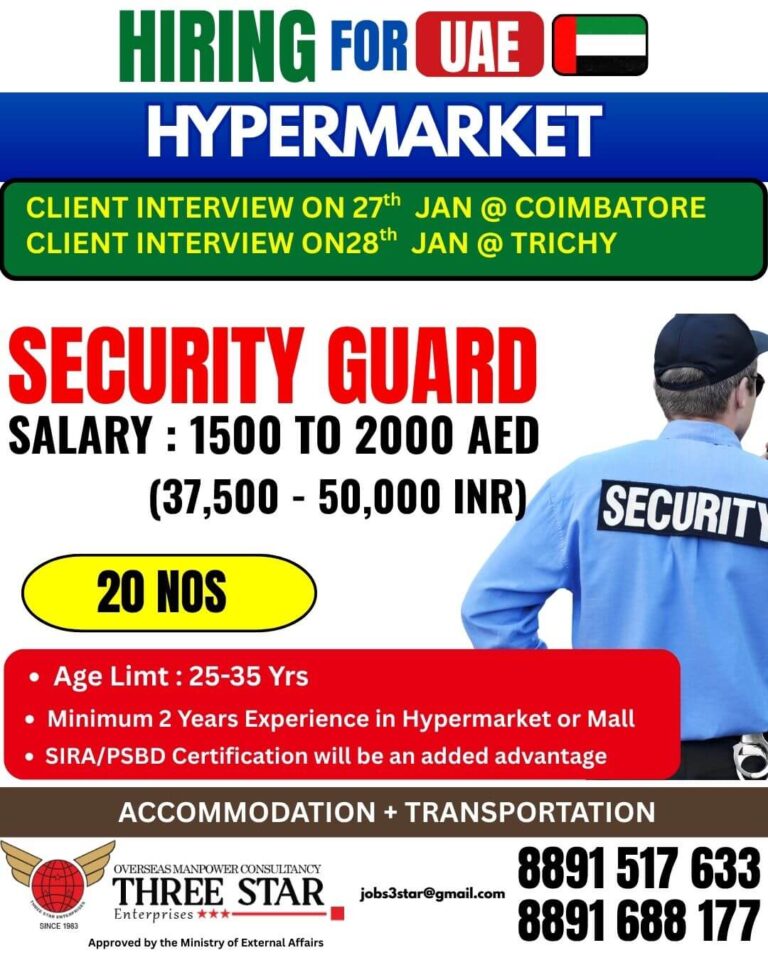 UAE Hypermarket Security Guard Jobs 2026