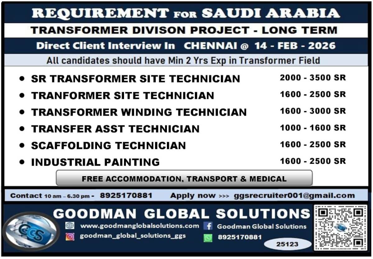 Saudi Arabia Transformer Division Jobs 2026