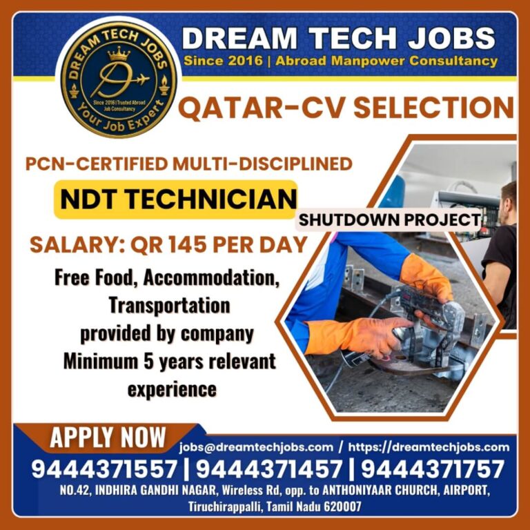 Qatar Shutdown Project Jobs – NDT Technician Vacancy