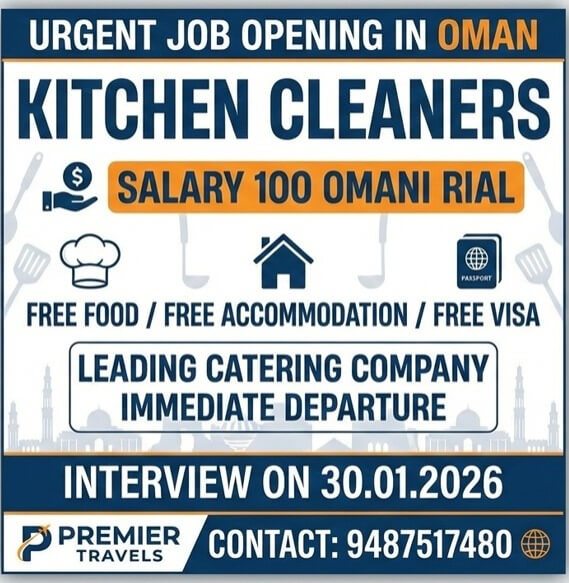 Urgent Kitchen Cleaner Jobs in Oman – Immediate Departure