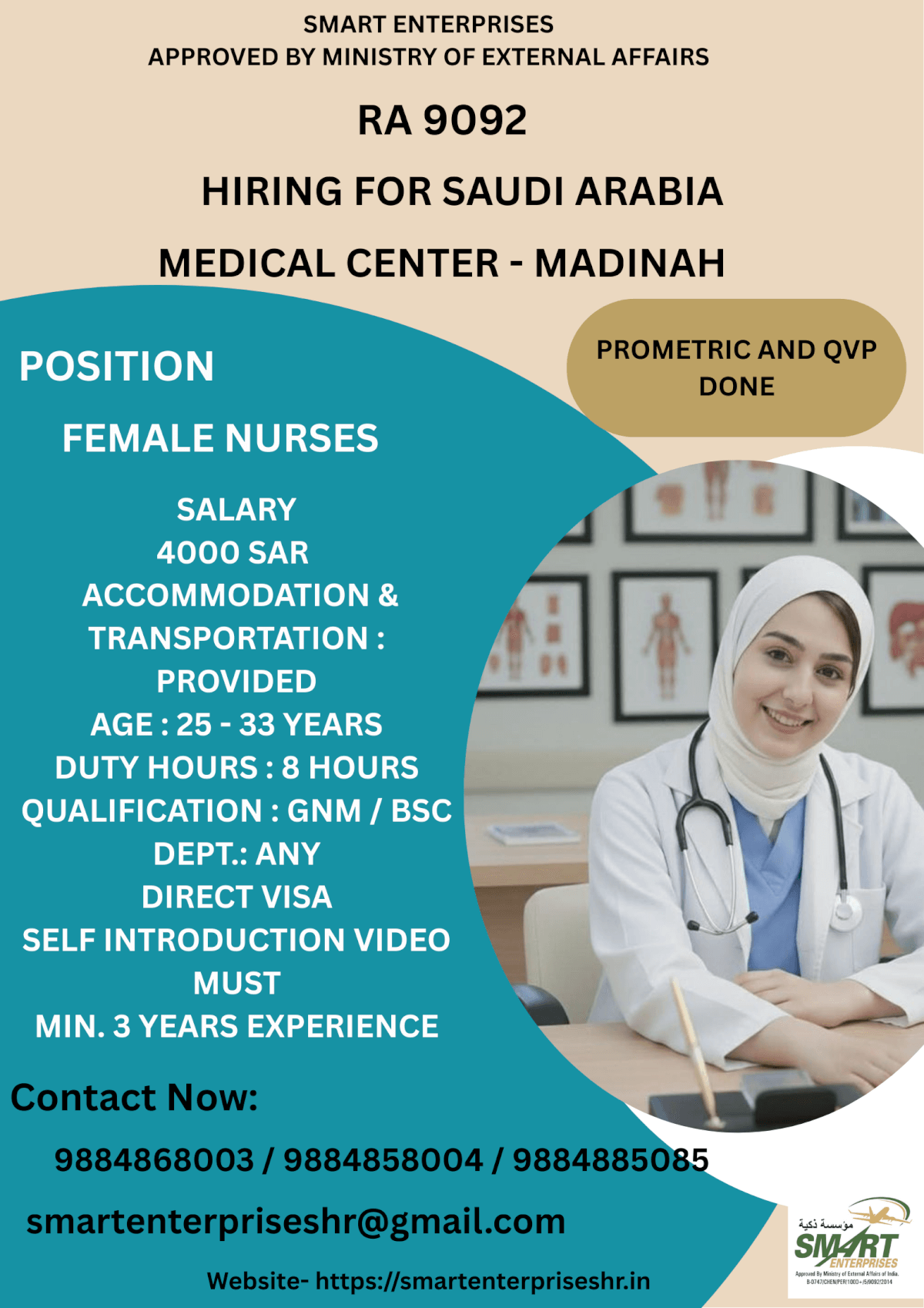 Female Nurse Jobs in Saudi Arabia – Medical Center Madinah