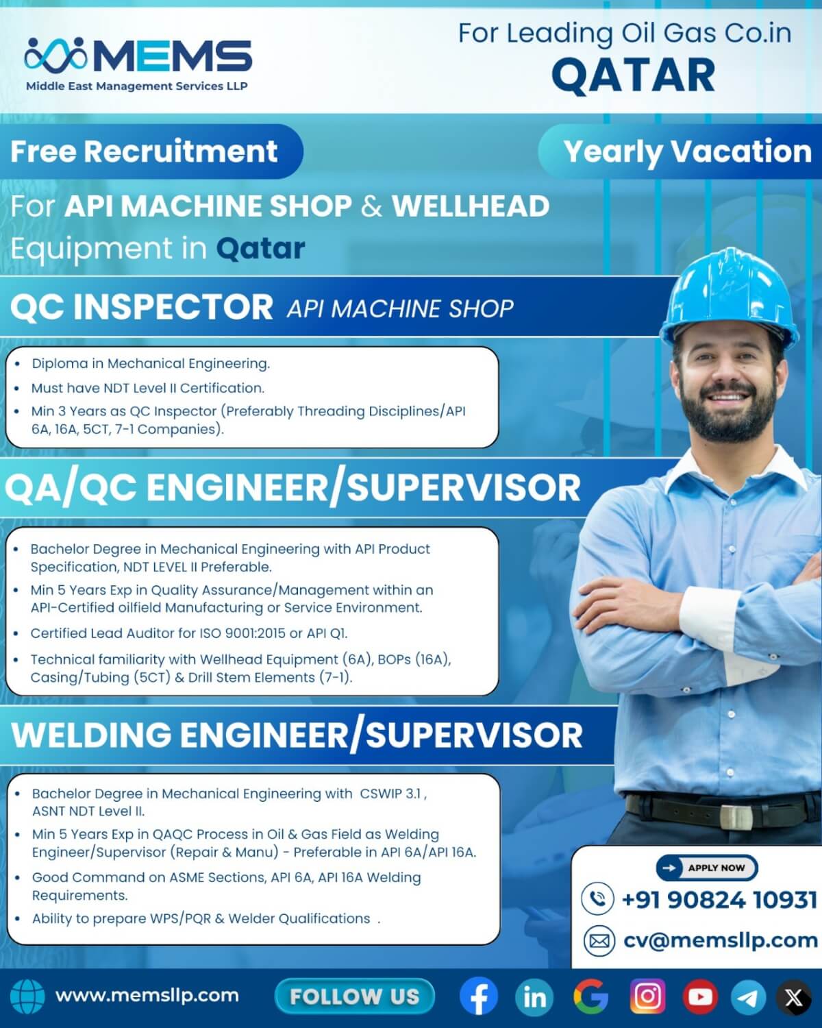 Qatar Oil & Gas Jobs 2026 – Free Recruitment