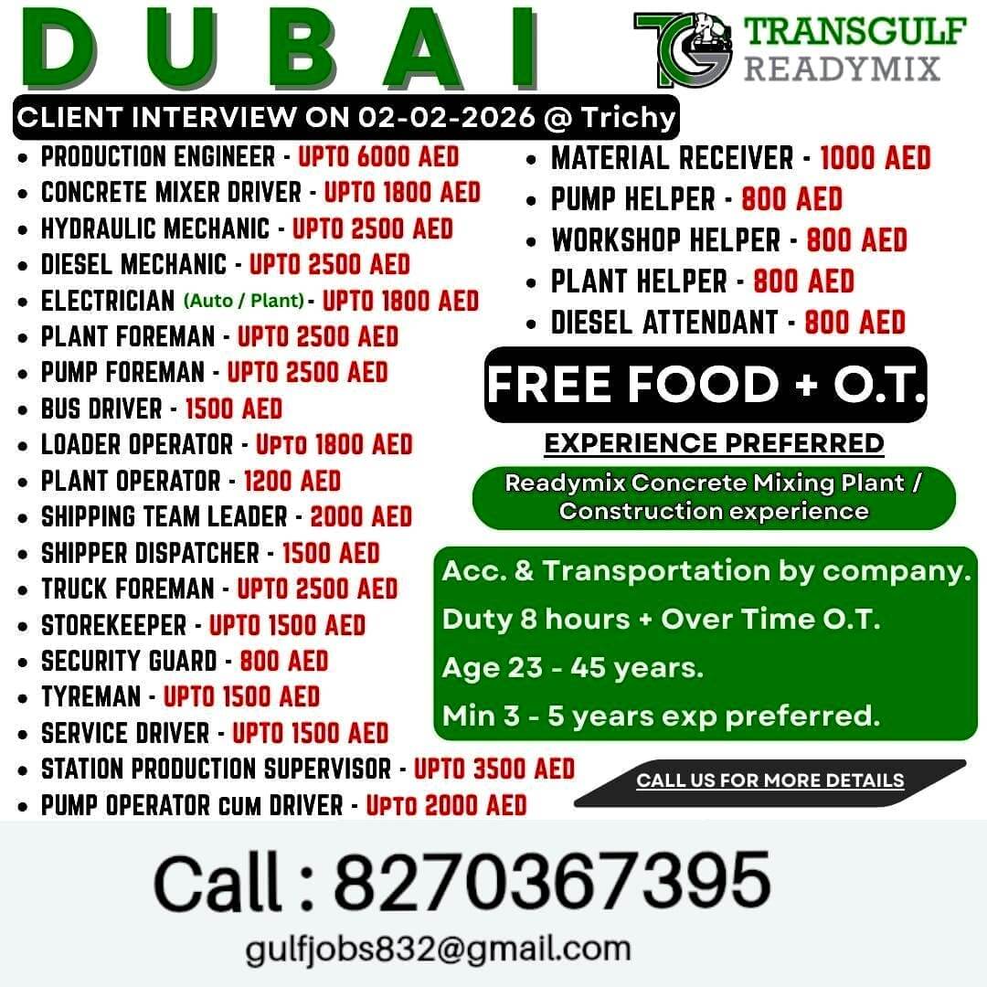 Dubai Ready Mix Jobs 2026