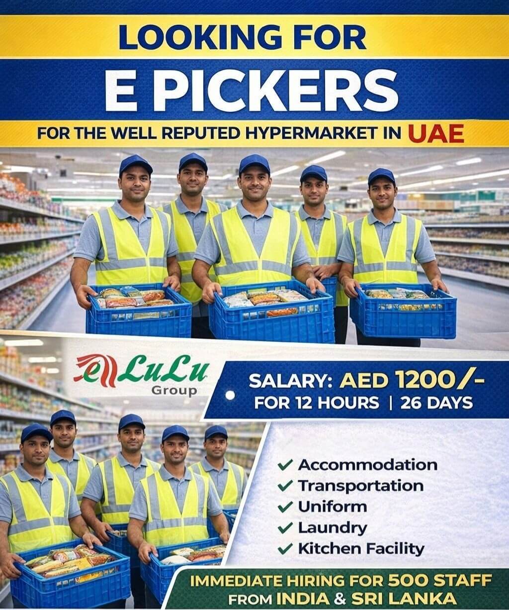 UAE Hypermarket E Picker Jobs 2026 – Immediate Hiring for 500 Staff