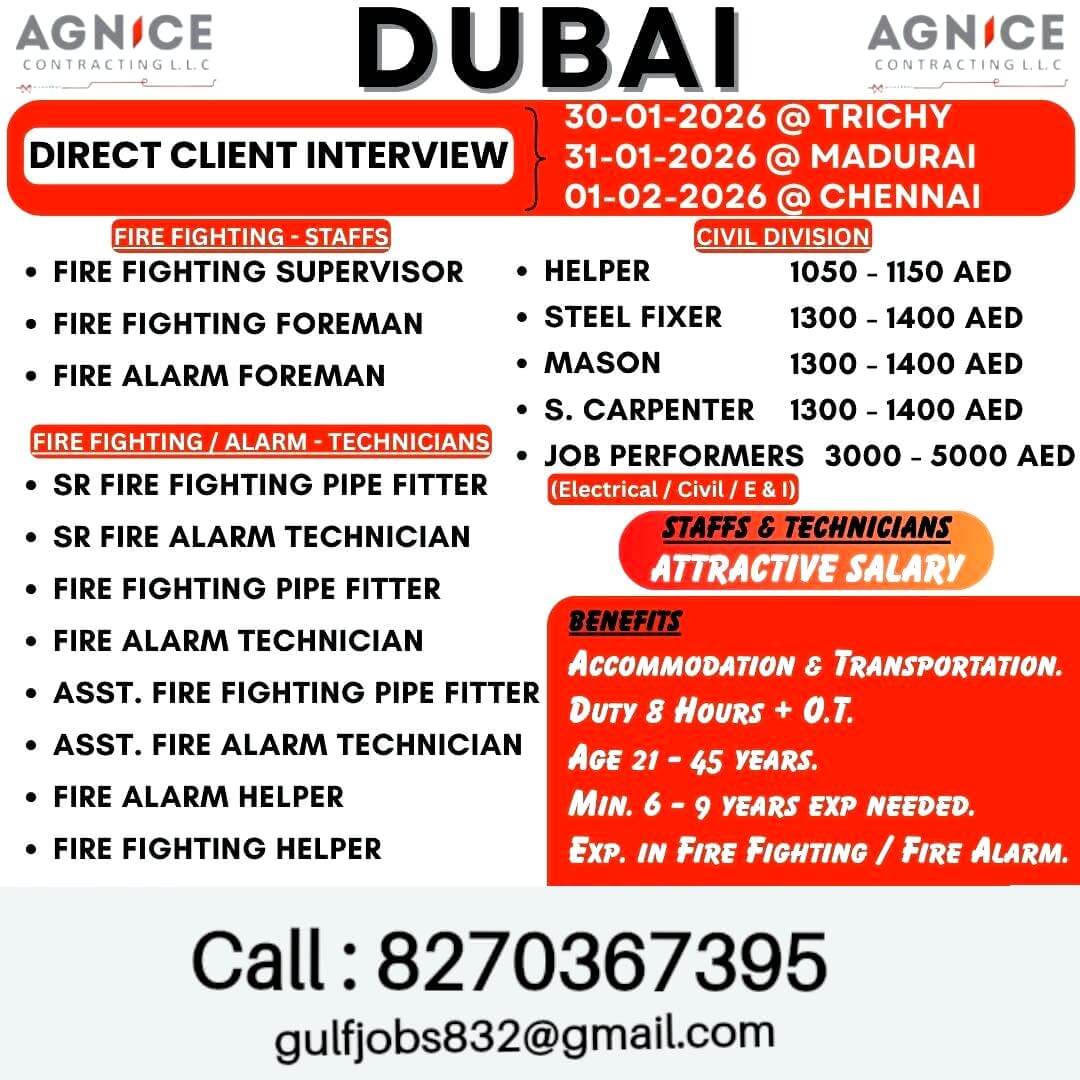 Dubai Fire Fighting & Civil Jobs 2026