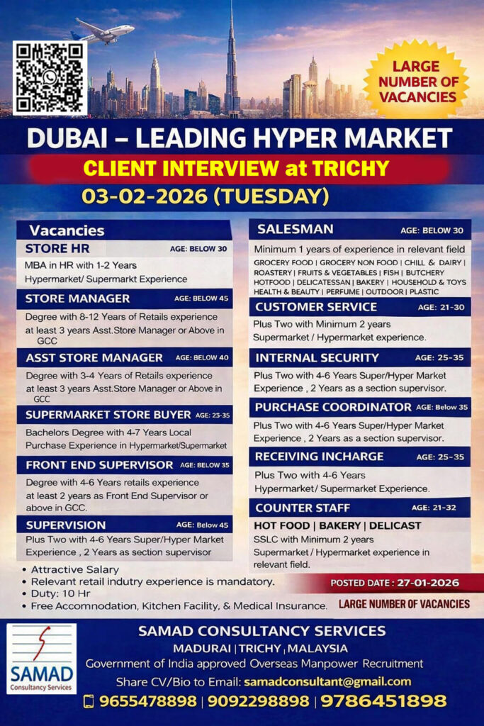 Dubai Leading Hypermarket Recruitment 2026