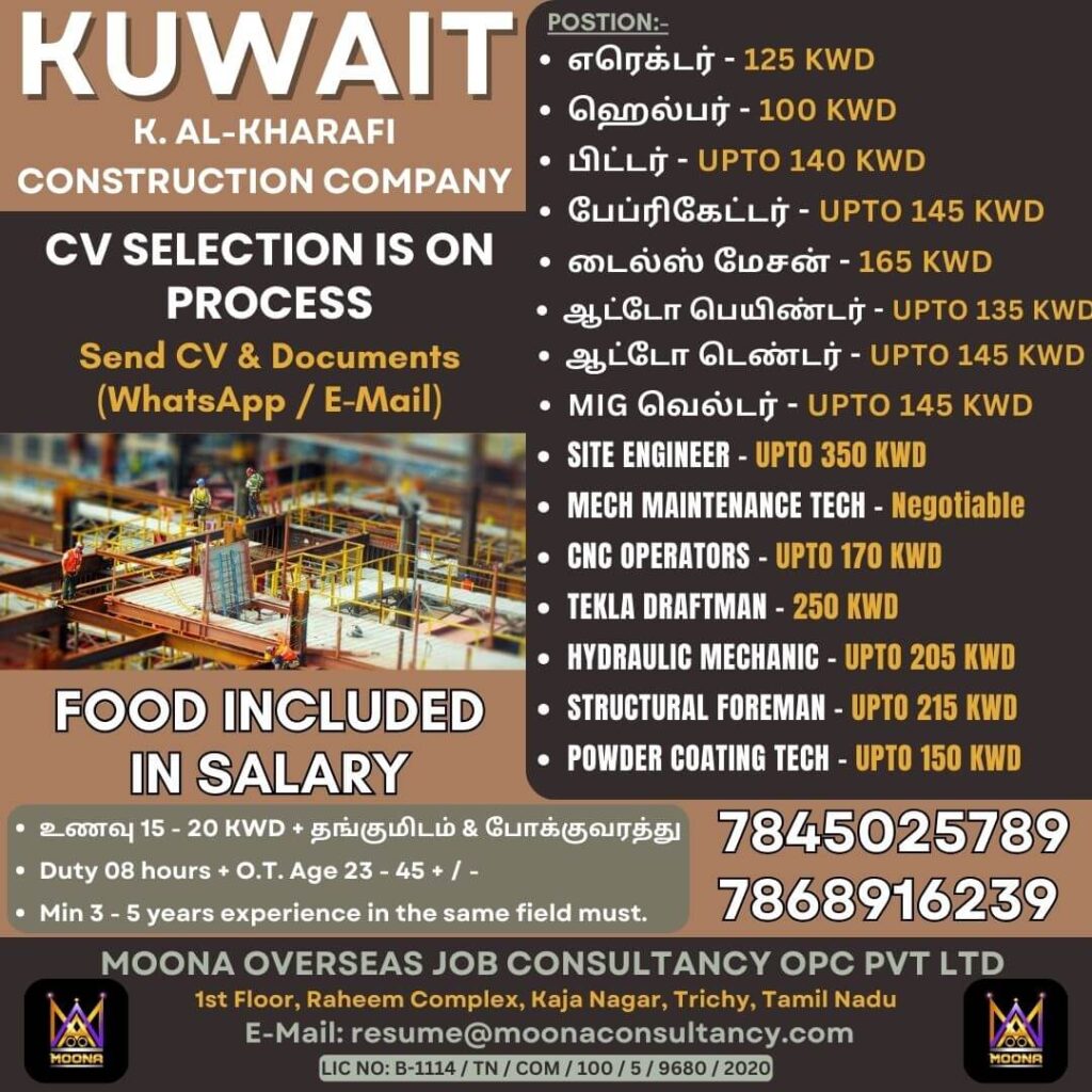 Kuwait Construction Jobs 2026 – K. Al-Kharafi Company Recruitment 1 Kuwait Construction Jobs 2026 – K. Al-Kharafi Company Recruitment