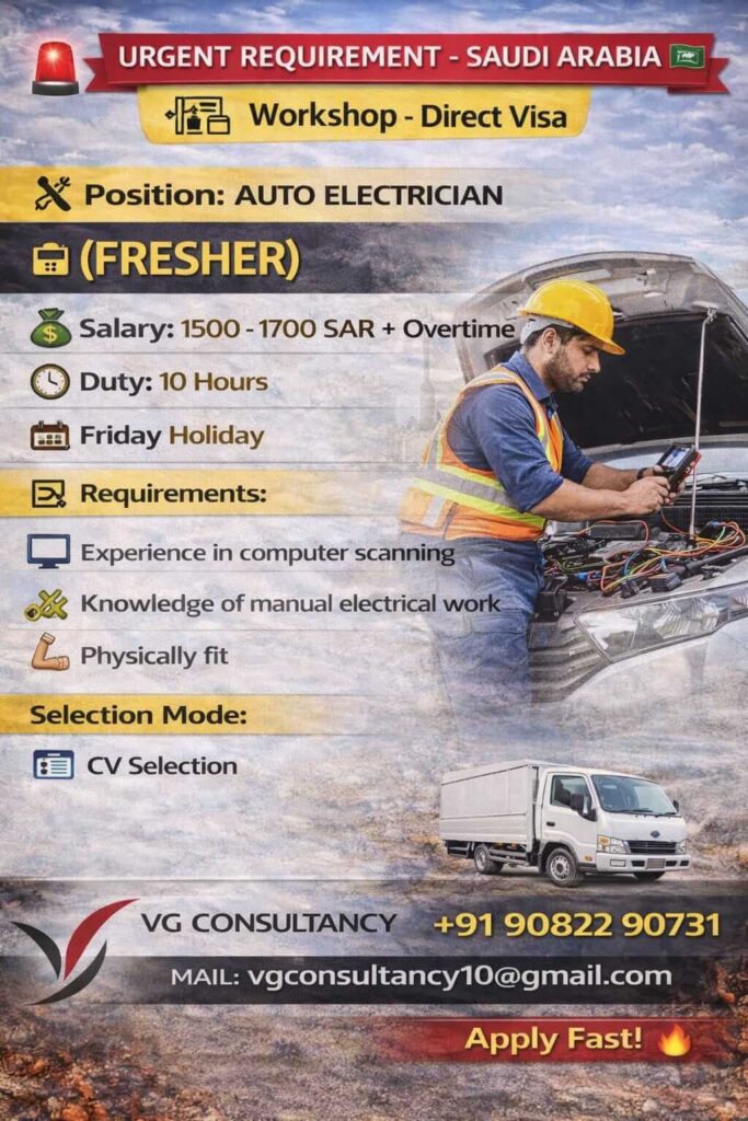 Auto Electrician Jobs in Saudi Arabia 2026