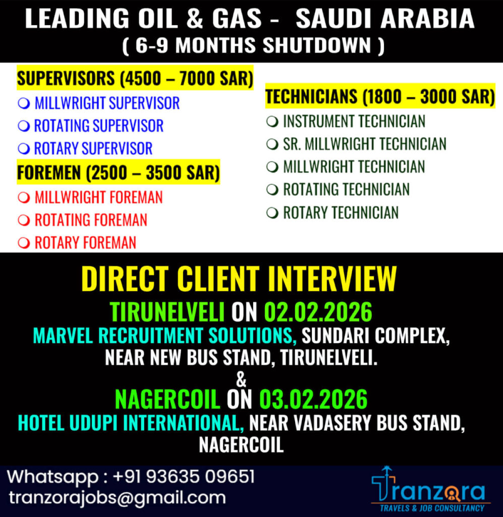 Saudi Arabia Oil & Gas Shutdown Jobs 2026