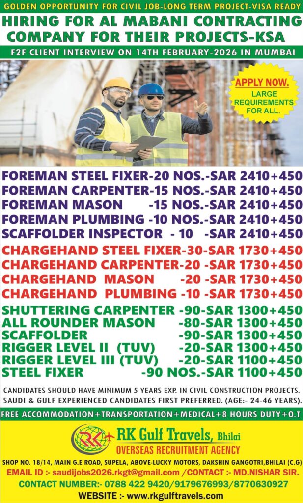 Saudi Arabia Civil Construction Jobs 2026 – Al Mabani Contracting Company 1 Saudi Arabia Civil Construction Jobs 2026 – Al Mabani Contracting Company
