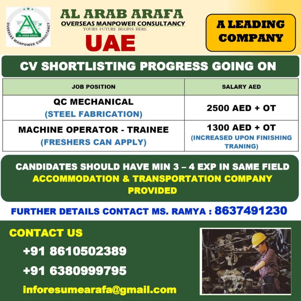 UAE Mechanical & Machine Operator Jobs 2026 1 UAE Mechanical & Machine Operator Jobs 2026