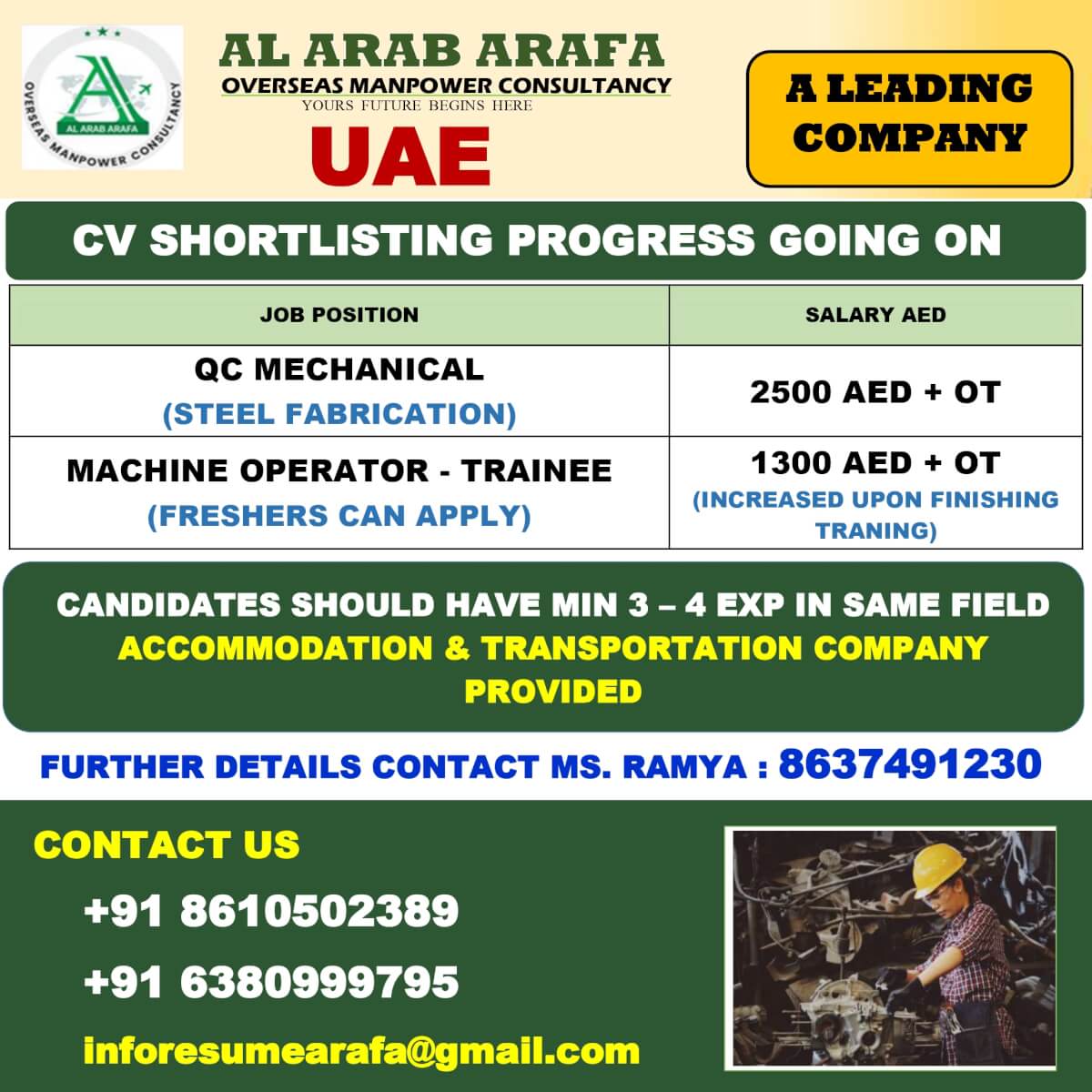 UAE Mechanical & Machine Operator Jobs 2026 