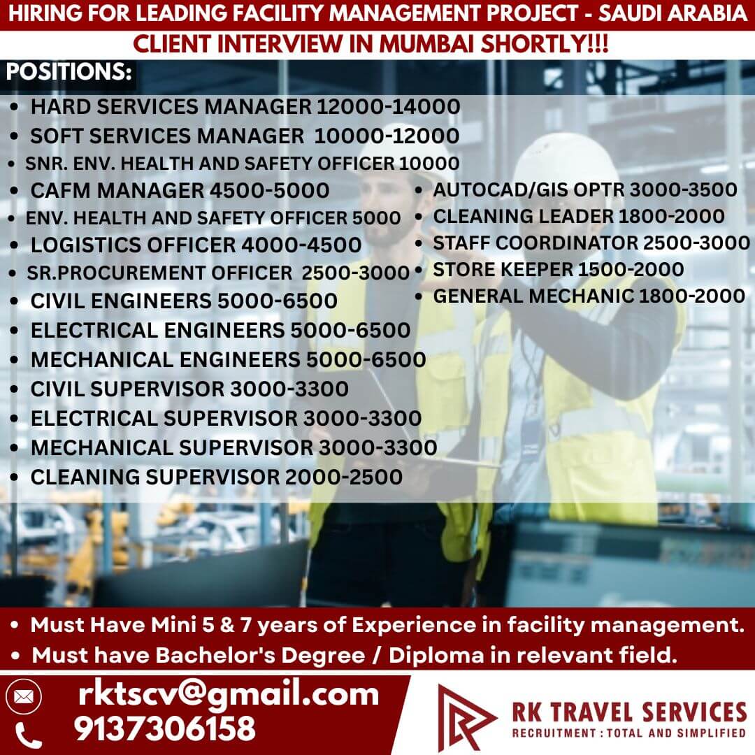 Saudi Arabia Facility Management Jobs 2026