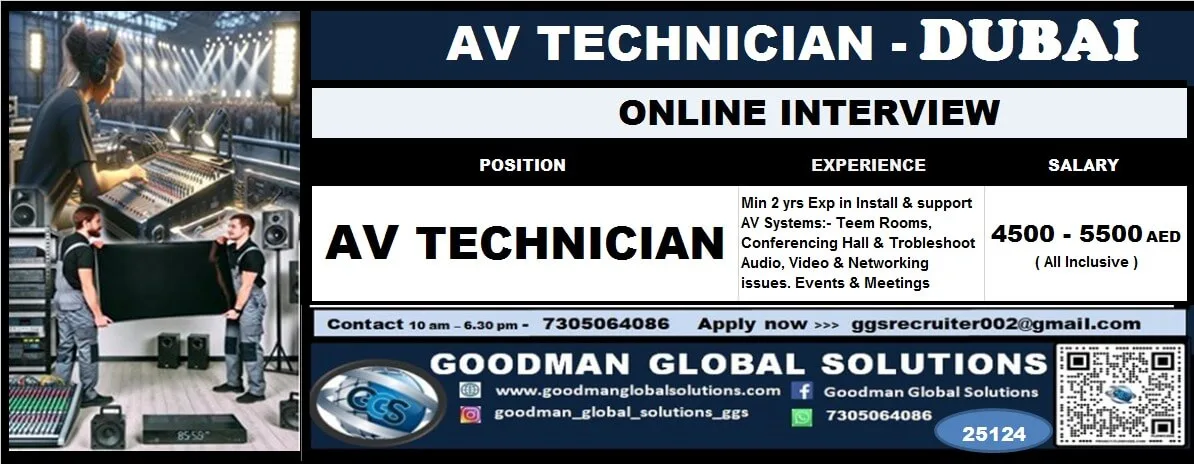 AV Technician Jobs in Dubai 2026