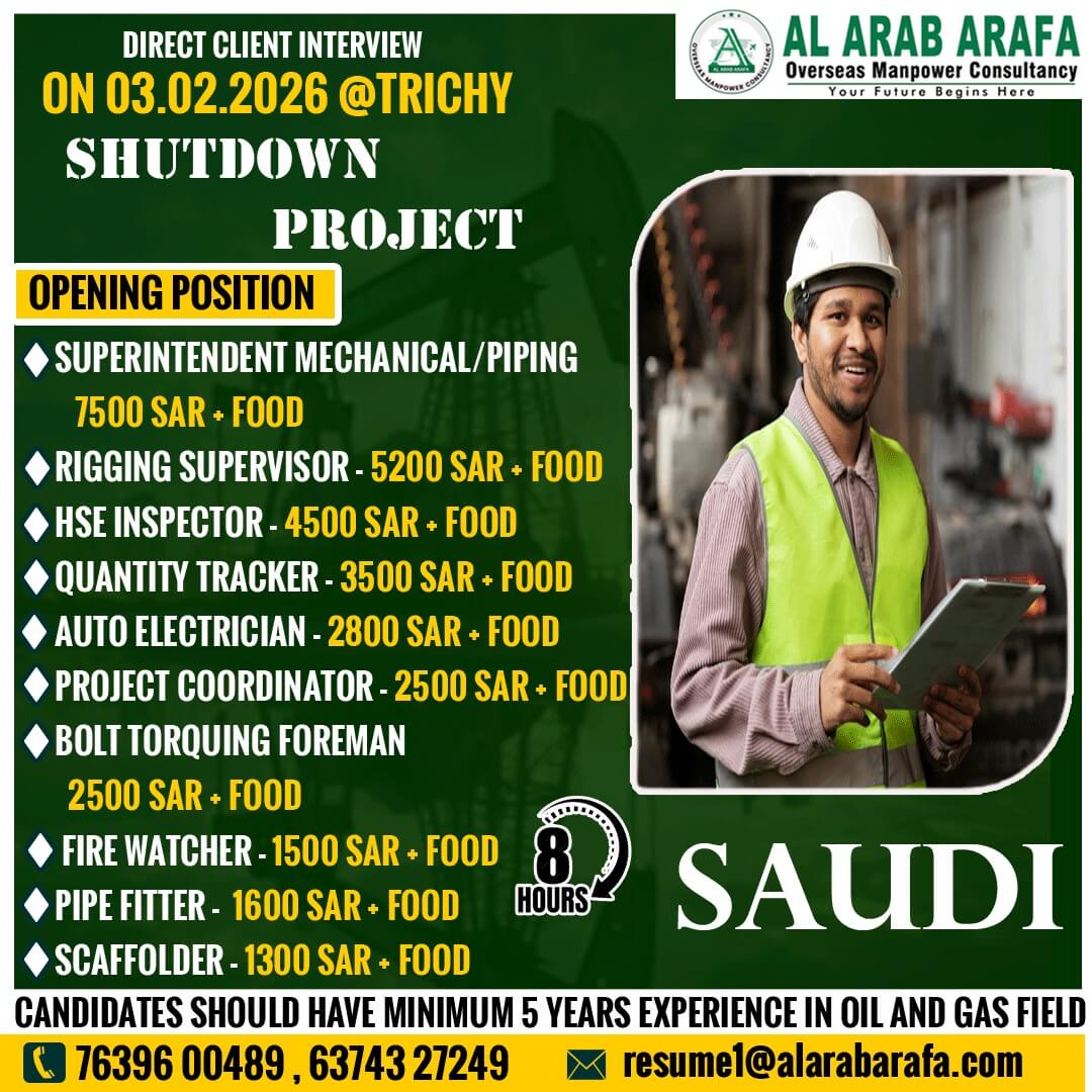 Saudi Arabia Shutdown Project Jobs 2026