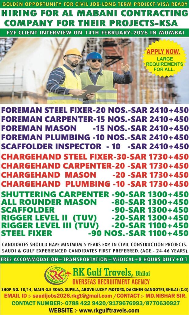 Al Mabani Contracting Company Jobs 2026 – Saudi Arabia 1 Al Mabani Contracting Company Jobs 2026 – Saudi Arabia