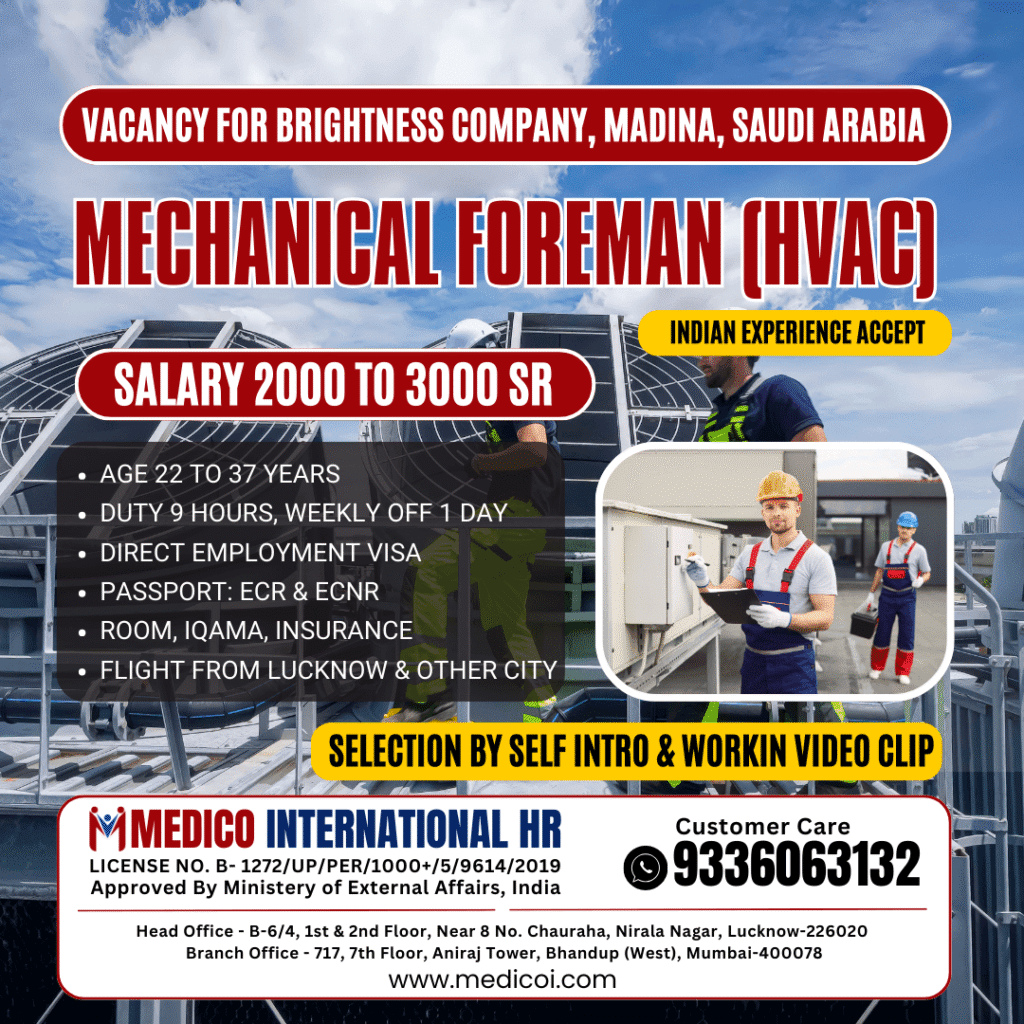 Mechanical Foreman (HVAC) Jobs in Saudi Arabia 2026