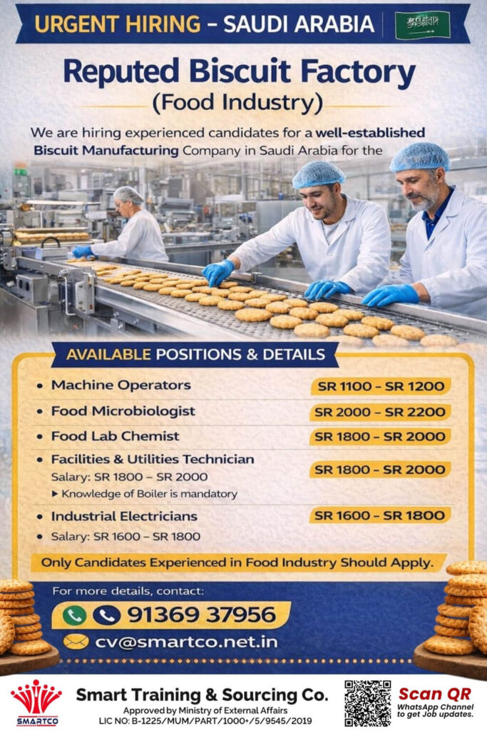 Saudi Biscuit Factory Jobs 2026 – Food Industry Vacancies