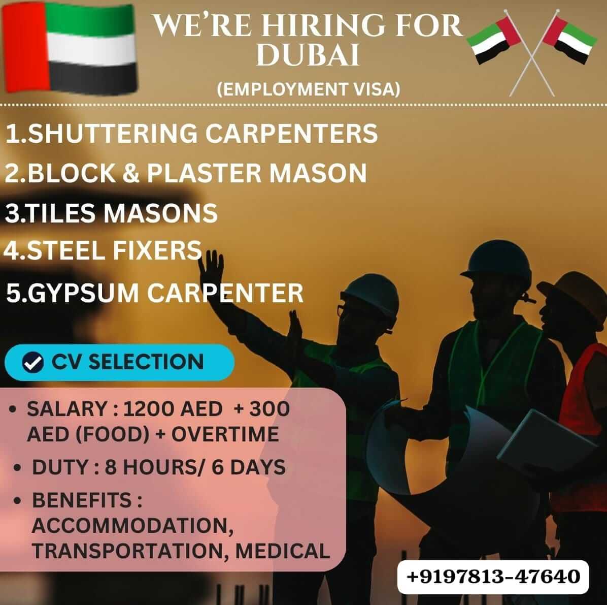 Dubai Construction Jobs 2026 – Employment Visa
