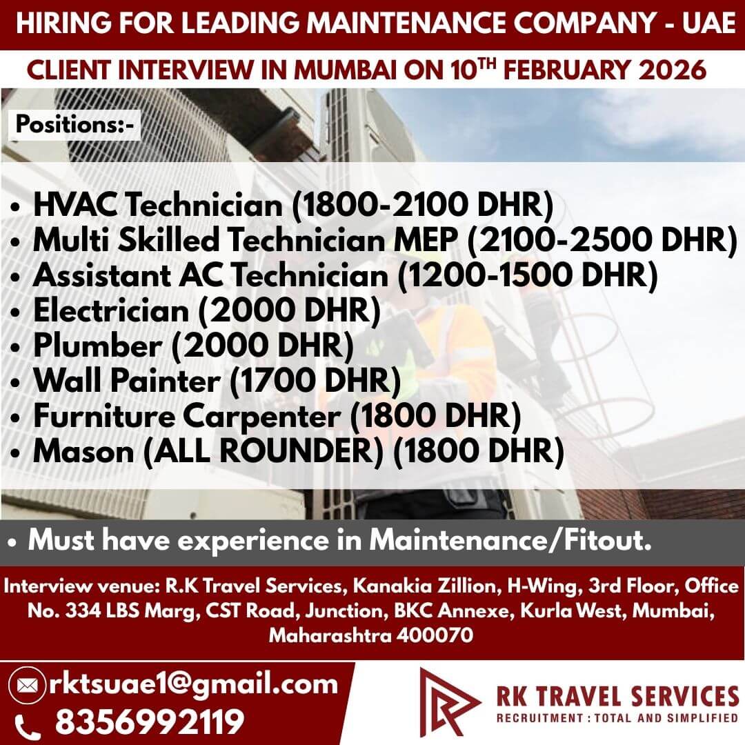 UAE Maintenance Company Jobs 2026
