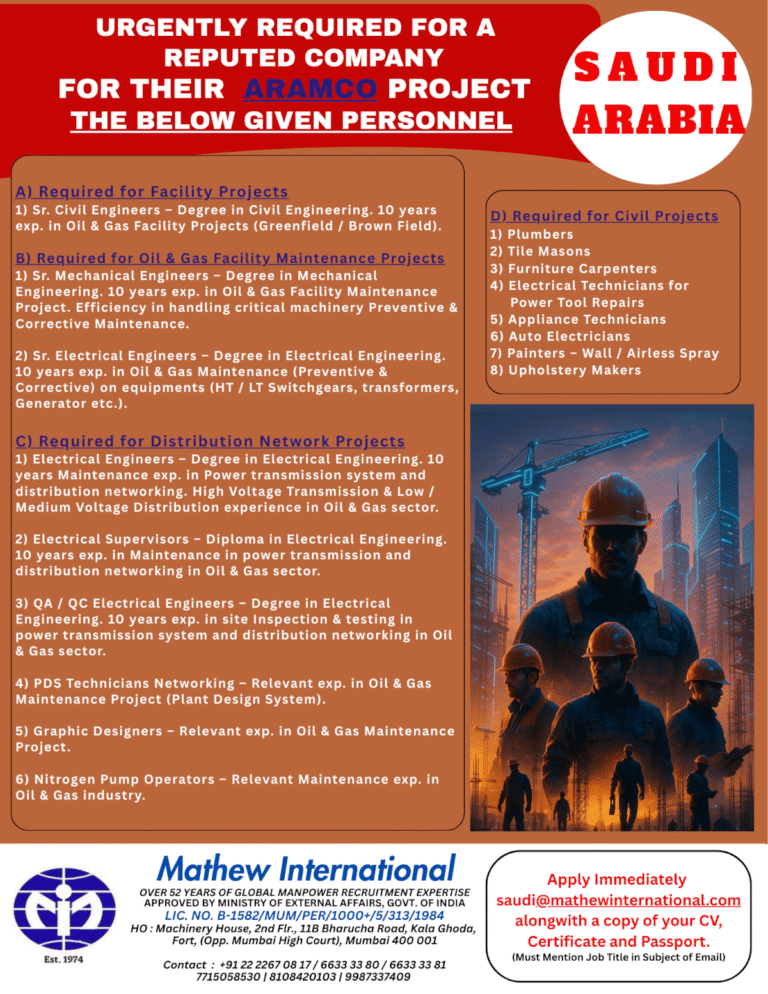 Aramco Project Saudi Arabia Jobs 2026