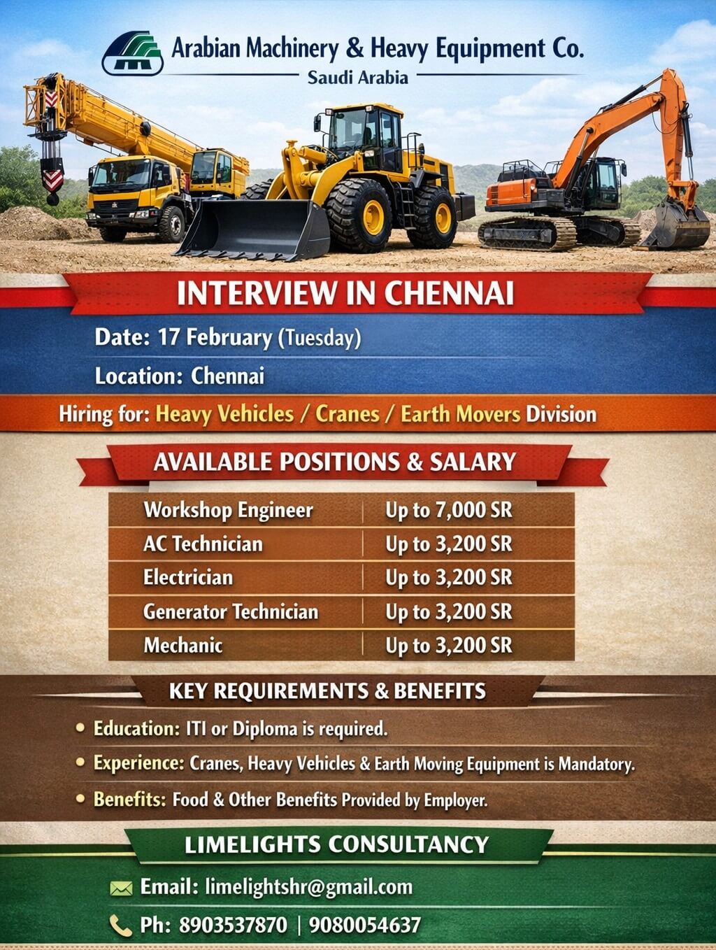 Arabian Machinery Heavy Equipment Jobs Saudi Arabia