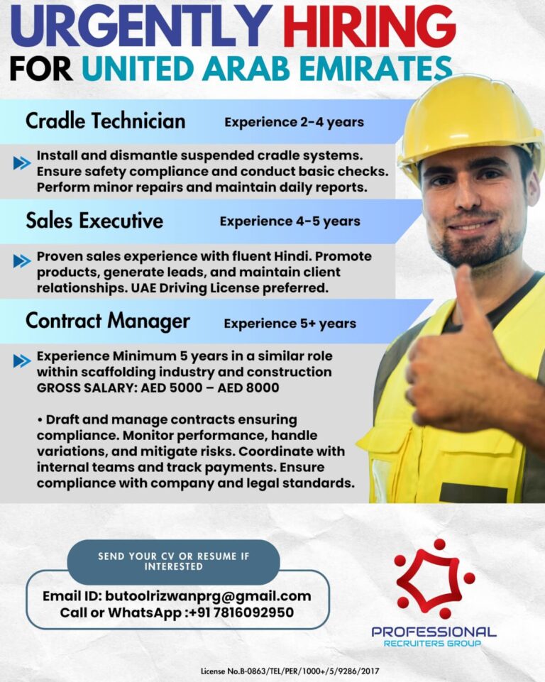 Urgently Hiring UAE Jobs 2026 – Latest Recruitment Notification