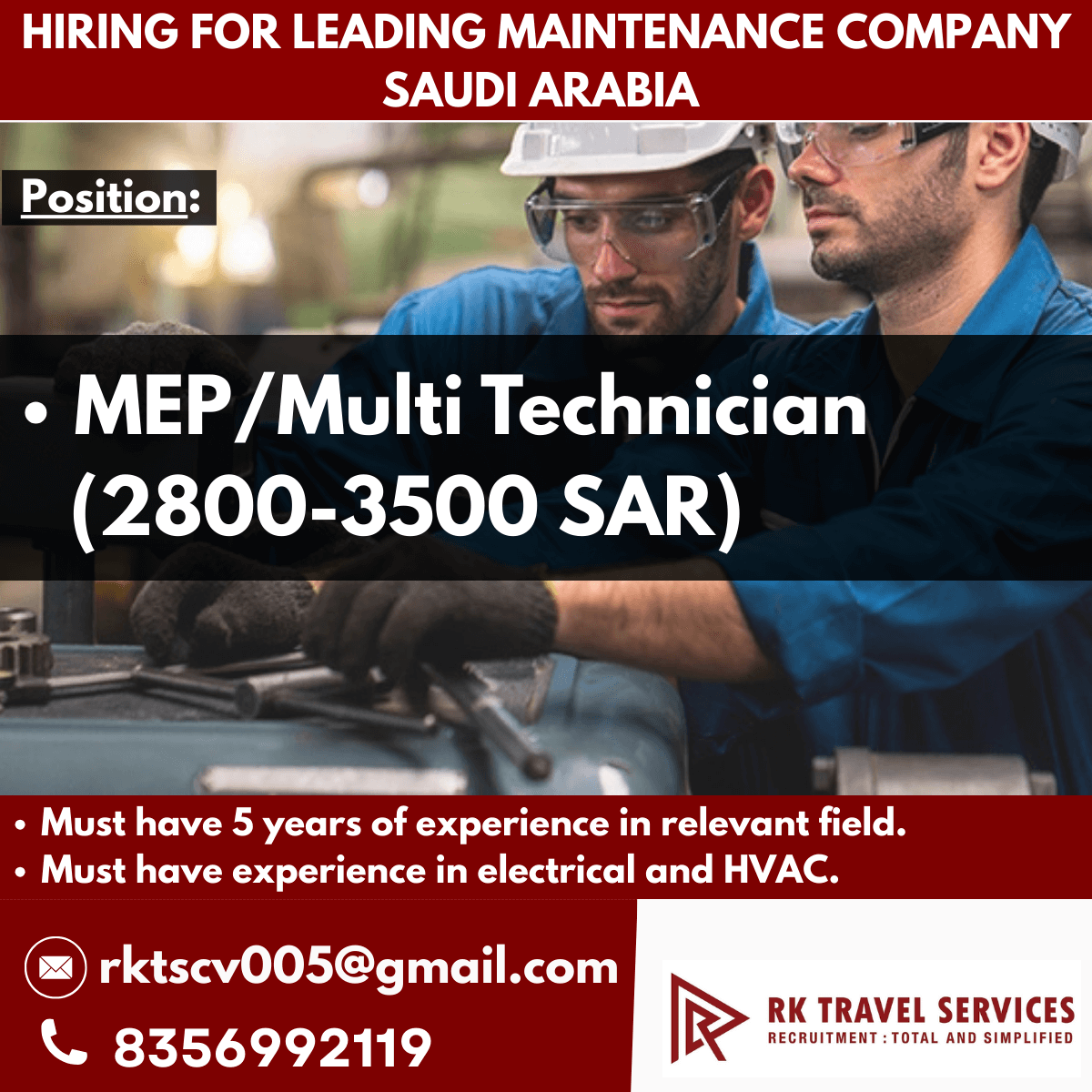 MEP Multi Technician Jobs Saudi Arabia 2026
