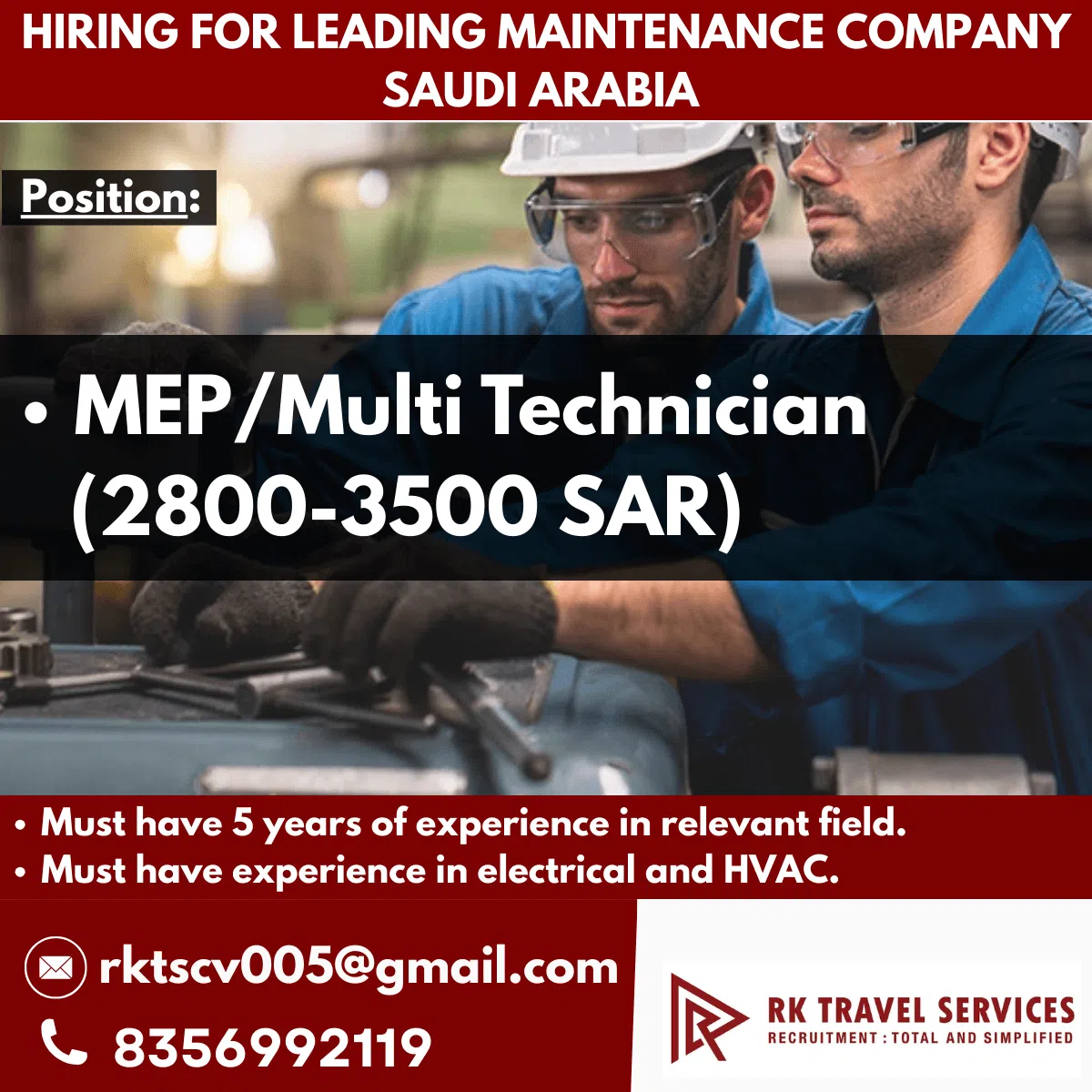 MEP Multi Technician Jobs Saudi Arabia 2026