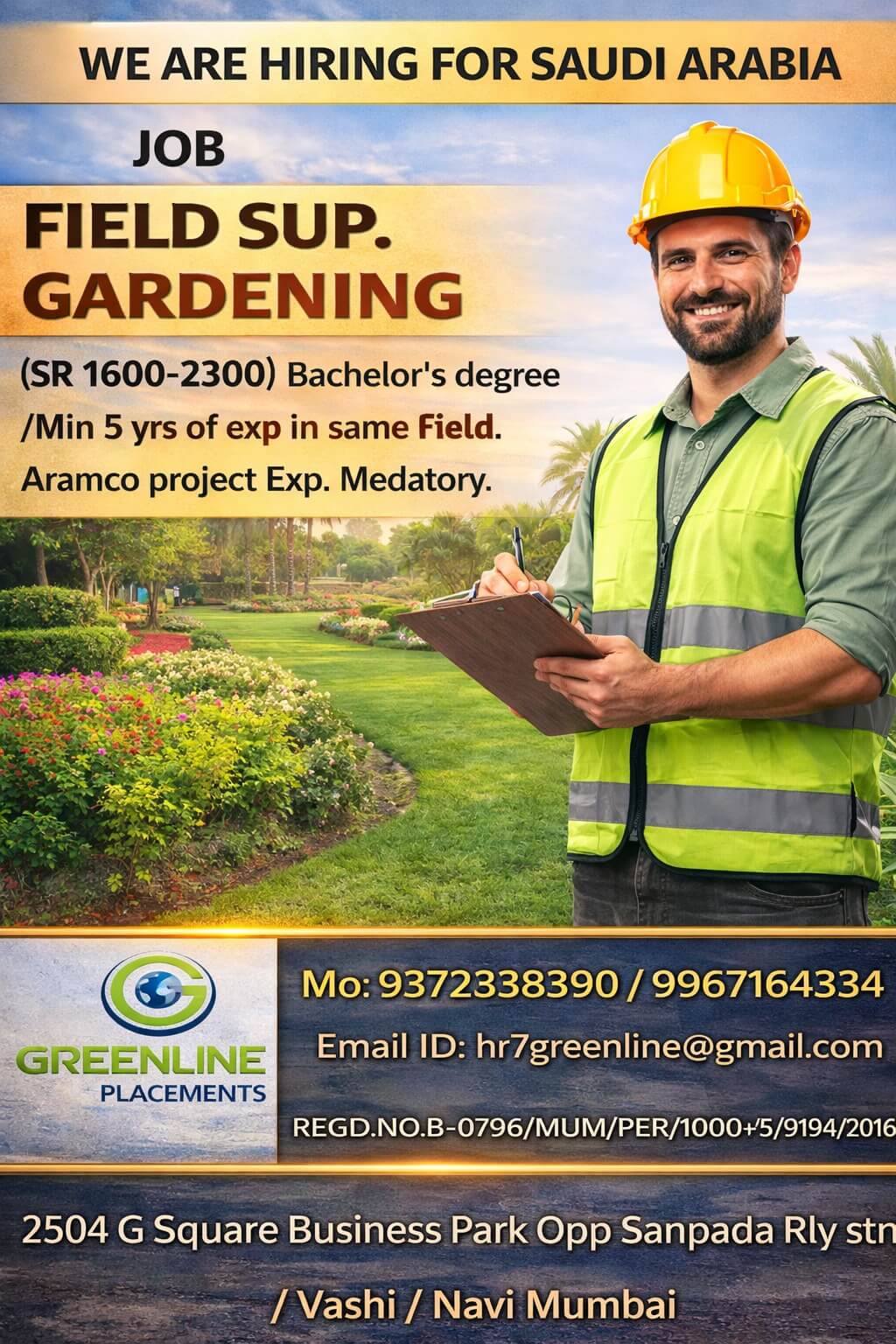 Field Supervisor Gardening Saudi Arabia Job Opportunity 2026