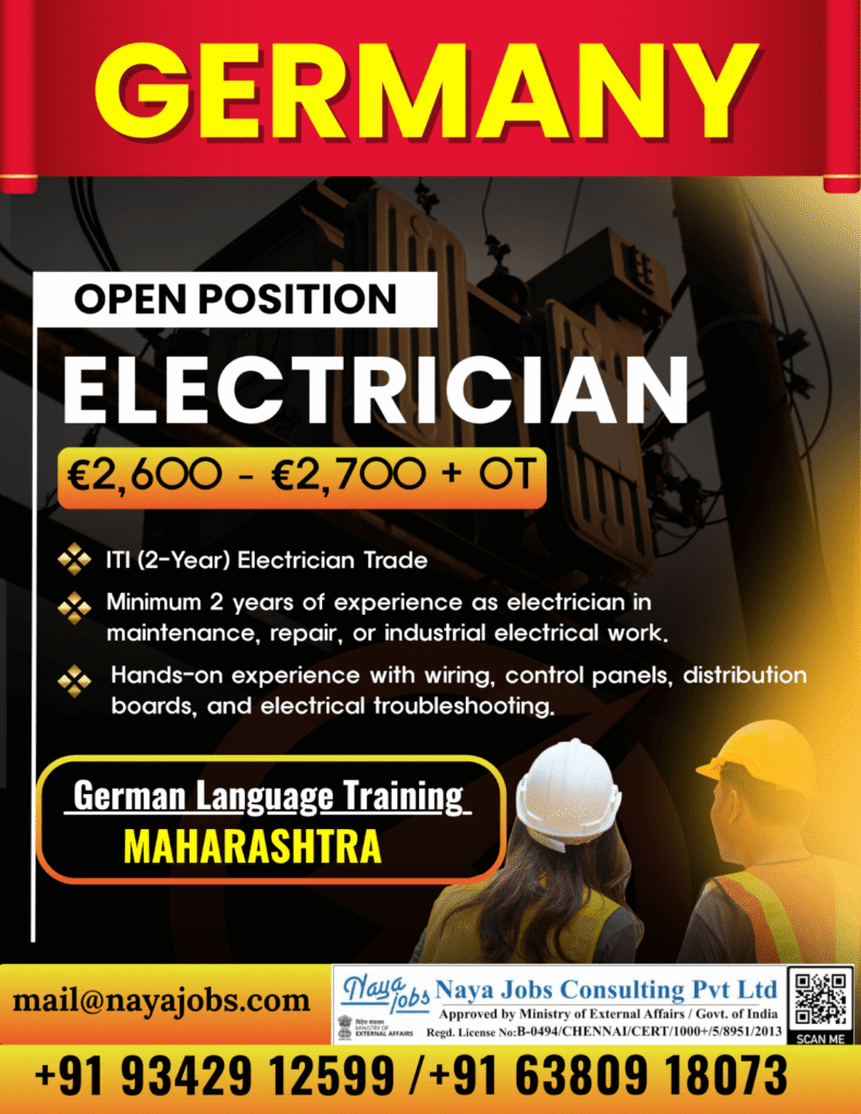 Germany Electrician Jobs 2026 – Excellent Opportunity for Skilled Workers