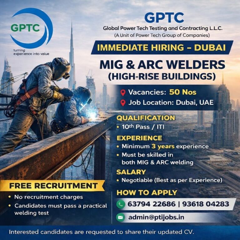 MIG ARC Welders Jobs in Dubai 2026 – Immediate Hiring