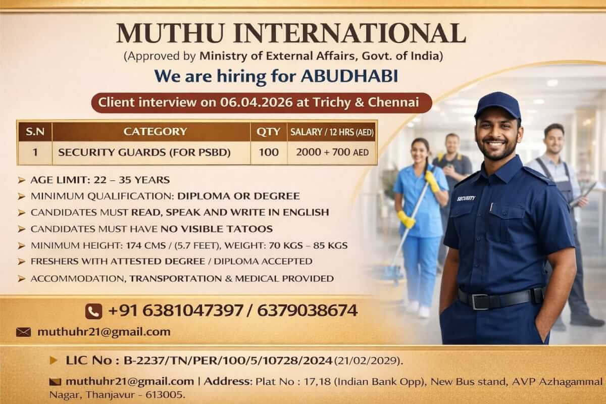 Abu Dhabi Security Guard Jobs 2026 – Client Interview on April 6