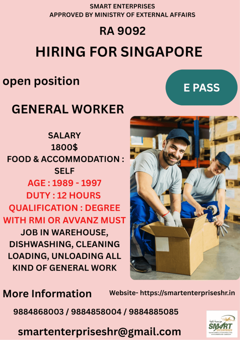 Singapore General Worker Jobs 2026