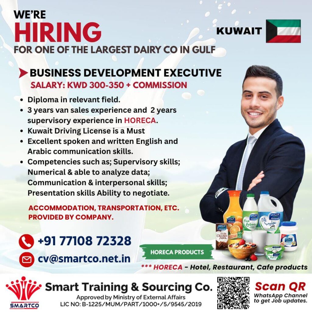 Kuwait Dairy Company Hiring Business Development Executive
