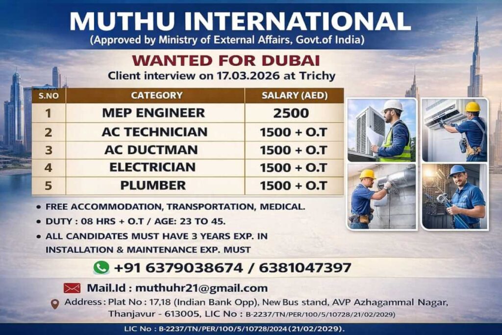 Dubai MEP Engineer Jobs 2026