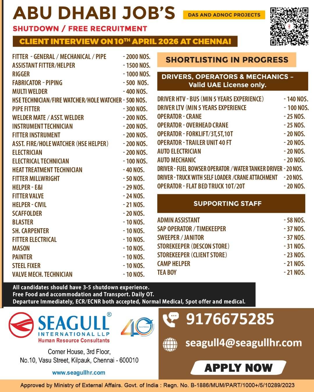 Abu Dhabi Shutdown Jobs 2026 – Free Recruitment for ADNOC & DAS Projects