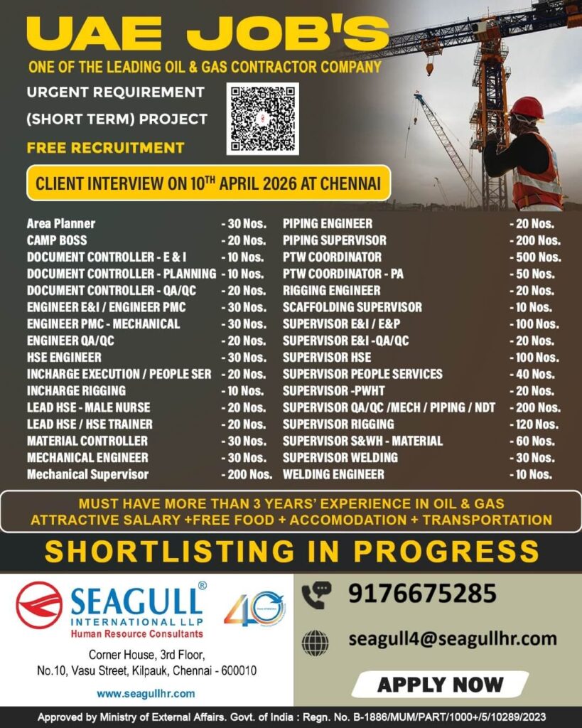 UAE Oil and Gas Jobs 2026 – Free Recruitment