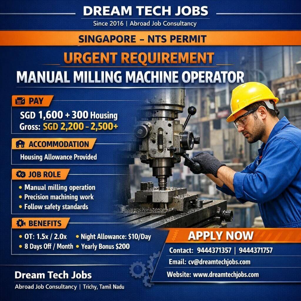 Singapore Manual Milling Machine Operator Jobs – Apply Now